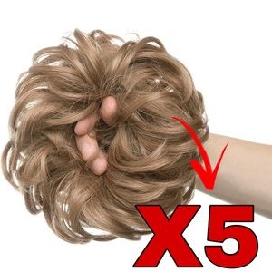 NEW! Dark blonde synthetic messy bun hair piece! BUNDLE OF 5!
